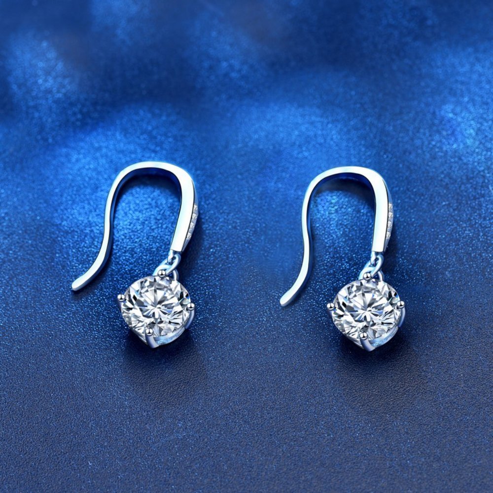 Certified 2ct. t.w. Moissanite Diamond Drop Earrings NEW - Picture 6 of 9